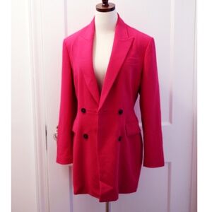 Zara Fuchsia Hot Pink Double Breasted Blazer